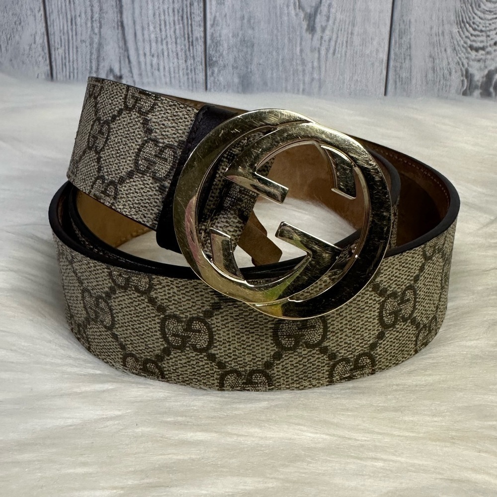 GUCCI supreme canvass leather unisex belt